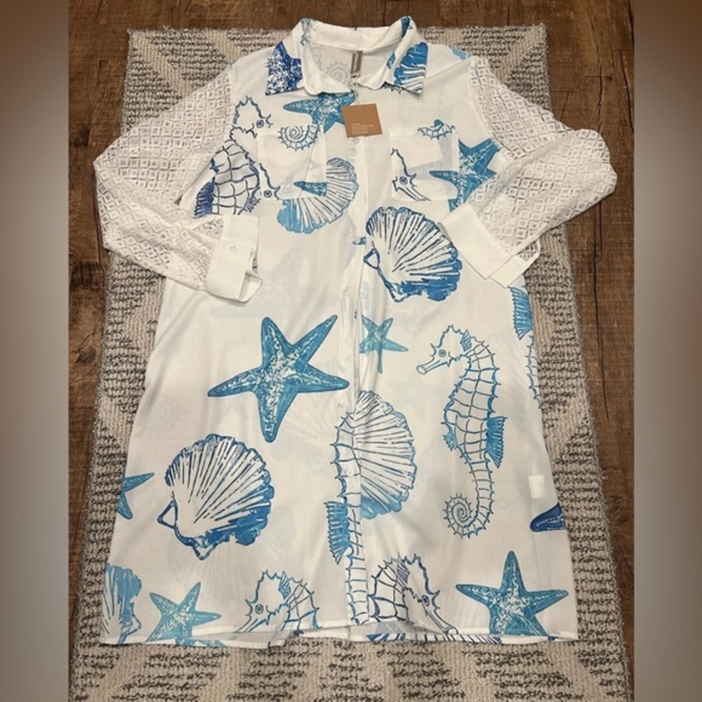 NWT NORACORA button‎ down cotton lace tunic